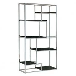 Elvira Contemporary Chrome Finish Display Shelf with Open shelving by Benjara