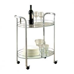 Chrome Contemporary Serving Cart by Benjara -Cheap Benjara Store chrome benjara bar carts bm123211 40 1000