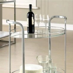 Chrome Contemporary Serving Cart by Benjara -Cheap Benjara Store chrome benjara bar carts bm123211 4f 1000
