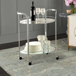 Chrome Contemporary Serving Cart by Benjara