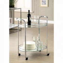 Chrome Contemporary Serving Cart by Benjara -Cheap Benjara Store chrome benjara bar carts bm123211 c3 1000