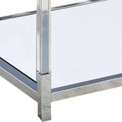 48 in. Silver and Clear Rectangle Glass Top Metal Coffee Table with Open Bottom Shelf by Benjara -Cheap Benjara Store clear and silver benjara coffee tables bm203952 1f 1000