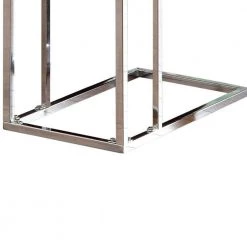 Clear and Silver Metal Snack Table with Frosted Tempered Glass Top by Benjara 11 Clear and Silver Metal Snack Table with Frosted Tempered Glass Top by Benjara -Cheap Benjara Store clear and silver benjara end side tables bm159458 1f 1000