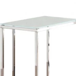 Clear and Silver Metal Snack Table with Frosted Tempered Glass Top by Benjara 13 Clear and Silver Metal Snack Table with Frosted Tempered Glass Top by Benjara -Cheap Benjara Store clear and silver benjara end side tables bm159458 31 1000