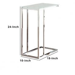 Clear and Silver Metal Snack Table with Frosted Tempered Glass Top by Benjara 9 Clear and Silver Metal Snack Table with Frosted Tempered Glass Top by Benjara -Cheap Benjara Store clear and silver benjara end side tables bm159458 40 1000