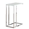 Clear and Silver Metal Snack Table with Frosted Tempered Glass Top by Benjara