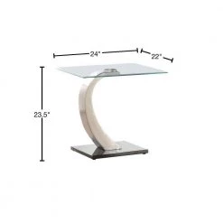 24 in. W Clear and Silver Floating Tempered Glass Top End Table with Metal Support by Benjara -Cheap Benjara Store clear and silver benjara end side tables bm219589 40 1000