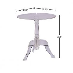 19.63 in. Clear Round Acrylic End Table with 3 Legged Base Support by Benjara -Cheap Benjara Store clear benjara end side tables bm144089 40 1000