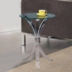 Contemporary Clear Acrylic Accent Table with Glass Top by Benjara 14 Contemporary Clear Acrylic Accent Table with Glass Top by Benjara -Cheap Benjara Store clear benjara end side tables bm159252 31 1000