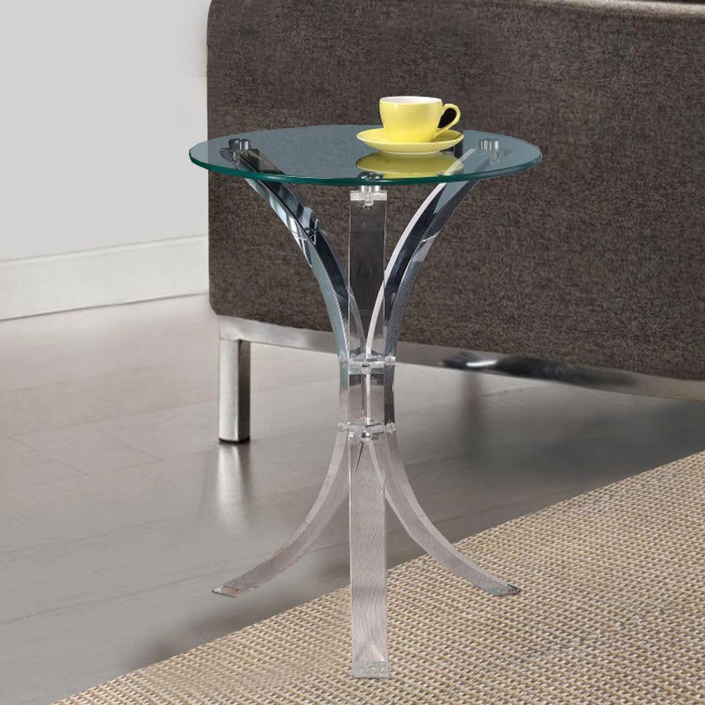 Contemporary Clear Acrylic Accent Table with Glass Top by Benjara 7 Contemporary Clear Acrylic Accent Table with Glass Top by Benjara - Image 7