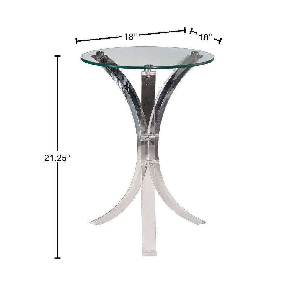 Contemporary Clear Acrylic Accent Table with Glass Top by Benjara 3 Contemporary Clear Acrylic Accent Table with Glass Top by Benjara - Image 3