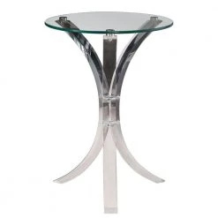 Contemporary Clear Acrylic Accent Table with Glass Top by Benjara