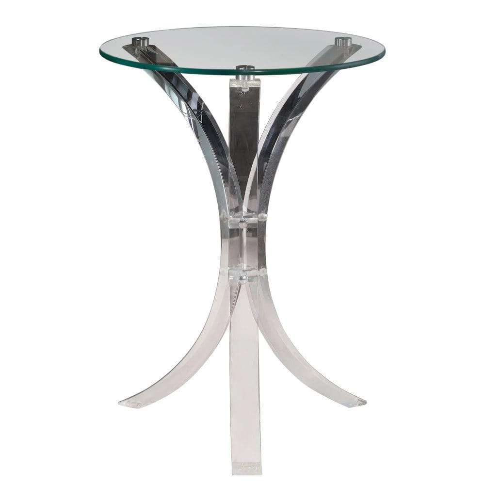Contemporary Clear Acrylic Accent Table with Glass Top by Benjara 1 Contemporary Clear Acrylic Accent Table with Glass Top by Benjara