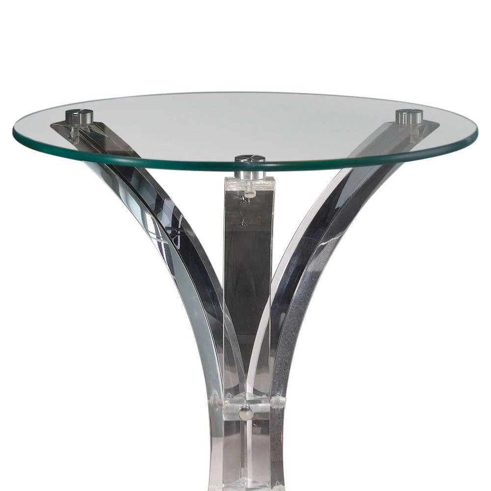 Contemporary Clear Acrylic Accent Table with Glass Top by Benjara 4 Contemporary Clear Acrylic Accent Table with Glass Top by Benjara - Image 4