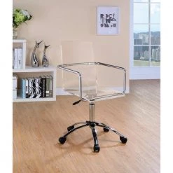 Modern Design Transparent Clear Acrylic Adjustable Office Chair by Benjara -Cheap Benjara Store clear benjara executive chairs bm159157 31 1000