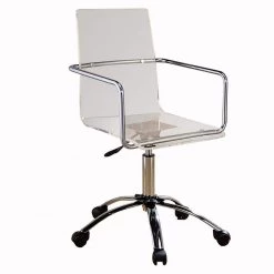 Modern Design Transparent Clear Acrylic Adjustable Office Chair by Benjara