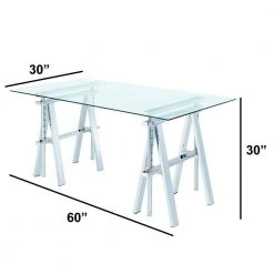 30 in. Rectangular Clear/Silver Writing Desk by Benjara -Cheap Benjara Store clear silver benjara writing desks bm159103 44 1000