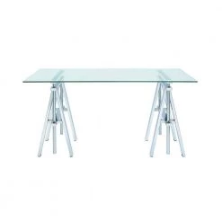 30 in. Rectangular Clear/Silver Writing Desk by Benjara