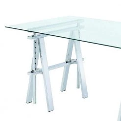 30 in. Rectangular Clear/Silver Writing Desk by Benjara -Cheap Benjara Store clear silver benjara writing desks bm159103 77 1000