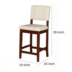 Cream and Brown Wooden Counter Stool with Cushioned Seat and Backrest by Benjara -Cheap Benjara Store cream and brown benjara bar stools bm16597 44 1000