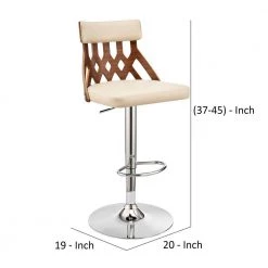45 in. Cream and Brown Metal Framed Swivel Barstool with Cut Out Back and Pedestal Base by Benjara -Cheap Benjara Store cream and brown benjara bar stools bm269996 44 1000