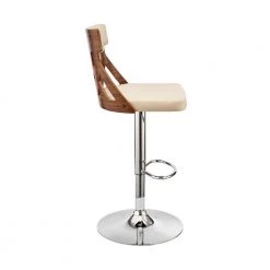 45 in. Cream and Brown Metal Framed Swivel Barstool with Cut Out Back and Pedestal Base by Benjara -Cheap Benjara Store cream and brown benjara bar stools bm269996 c3 1000