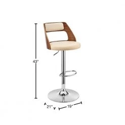 43 in. Cream and Brown Metal Framed Adjustable Barstool with Open Wooden Back by Benjara -Cheap Benjara Store cream and brown benjara bar stools bm270014 40 1000