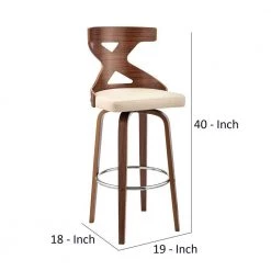 43 in. Cream and Brown Metal Framed Adjustable Barstool with Open Wooden Back by Benjara -Cheap Benjara Store cream and brown benjara bar stools bm270014 44 1000