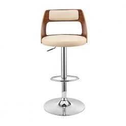 43 in. Cream and Brown Metal Framed Adjustable Barstool with Open Wooden Back by Benjara -Cheap Benjara Store cream and brown benjara bar stools bm270014 c3 1000