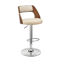 44 in. Cream and Brown Low Back Metal and Wood Adjustable Barstool with Open Design Wooden Back by Benjara -Cheap Benjara Store cream and brown benjara bar stools bm270023 31 1000