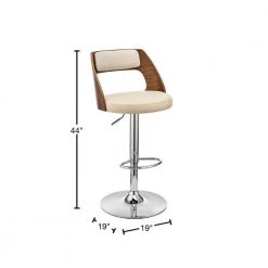 44 in. Cream and Brown Low Back Metal and Wood Adjustable Barstool with Open Design Wooden Back by Benjara -Cheap Benjara Store cream and brown benjara bar stools bm270023 40 1000