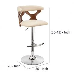 43 in. Cream and Brown Metal Adjustable Barstool with Curved Cut Out Wooden Back by Benjara 14 43 in. Cream and Brown Metal Adjustable Barstool with Curved Cut Out Wooden Back by Benjara -Cheap Benjara Store cream and brown benjara bar stools bm270033 44 1000