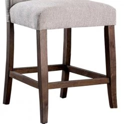 Cream and Brown Wooden Fabric Upholstered Counter Height Chair (Pack of Two) by Benjara -Cheap Benjara Store cream and brown benjara dining chairs bm183633 1f 1000