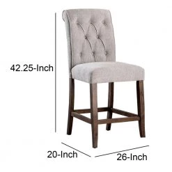 Cream and Brown Wooden Fabric Upholstered Counter Height Chair (Pack of Two) by Benjara -Cheap Benjara Store cream and brown benjara dining chairs bm183633 fa 1000
