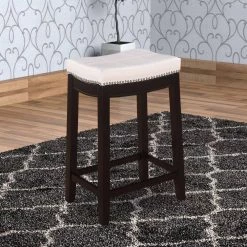 26 in. H Cream and Dark Brown Wooden Counter Stool with Faux Leather Upholstery by Benjara 15 26 in. H Cream and Dark Brown Wooden Counter Stool with Faux Leather Upholstery by Benjara -Cheap Benjara Store cream and dark brown benjara bar stools bm16768 31 1000