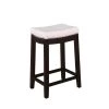 26 in. H Cream and Dark Brown Wooden Counter Stool with Faux Leather Upholstery by Benjara