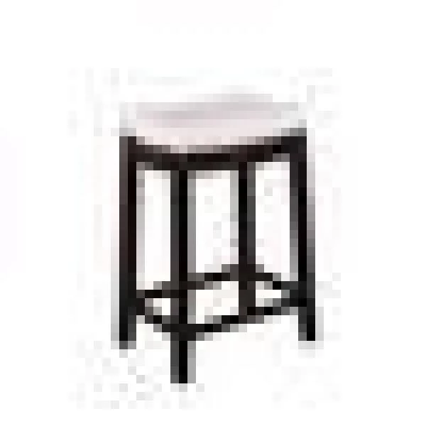 26 in. H Cream and Dark Brown Wooden Counter Stool with Faux Leather Upholstery by Benjara 2 26 in. H Cream and Dark Brown Wooden Counter Stool with Faux Leather Upholstery by Benjara - Image 2