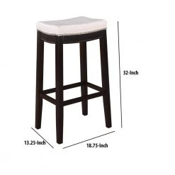 32 in. H Cream and Dark Brown Wooden Bar Stool with Faux Leather Upholstery by Benjara -Cheap Benjara Store cream and dark brown benjara bar stools bm16772 44 1000