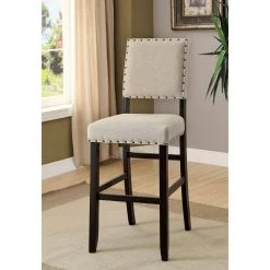48 in. H Sania II Rustic in Ivory Linen Cream Wooden Bar Chair (Set of 2) by Benjara -Cheap Benjara Store cream benjara bar stools bm131233 31 1000