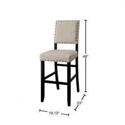 48 in. H Sania II Rustic in Ivory Linen Cream Wooden Bar Chair (Set of 2) by Benjara -Cheap Benjara Store cream benjara bar stools bm131233 40 1000