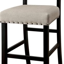 48 in. H Sania II Rustic in Ivory Linen Cream Wooden Bar Chair (Set of 2) by Benjara -Cheap Benjara Store cream benjara bar stools bm131233 44 1000