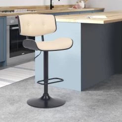 46 in. Cream Low Back Metal Bar Stool with Leatherette Button Tufted Back and Seat by Benjara -Cheap Benjara Store cream benjara bar stools bm270410 31 1000