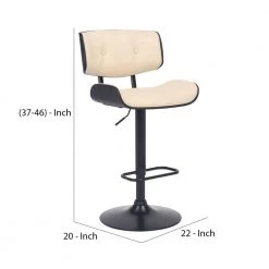 46 in. Cream Low Back Metal Bar Stool with Leatherette Button Tufted Back and Seat by Benjara -Cheap Benjara Store cream benjara bar stools bm270410 44 1000