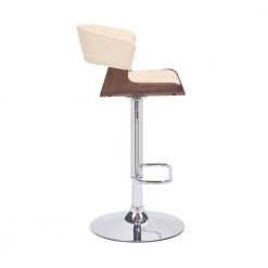 43 in. Cream Low Back Metal Bar Stool with Curved Leatherette Back and Swivel Mechanism by Benjara -Cheap Benjara Store cream benjara bar stools bm270415 4f 1000