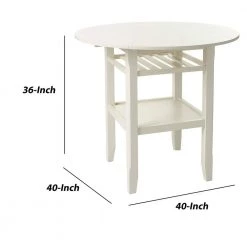 36 in. H Cream Round Wooden Counter Height Table With Wine Glass Shelf by Benjara -Cheap Benjara Store cream benjara bar tables bm186921 44 1000