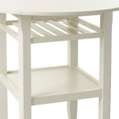 36 in. H Cream Round Wooden Counter Height Table With Wine Glass Shelf by Benjara -Cheap Benjara Store cream benjara bar tables bm186921 4f 1000