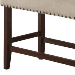 Cream and Brown Rubber Wood High Bench by Benjara -Cheap Benjara Store cream benjara bedroom benches bm171247 1f 1000