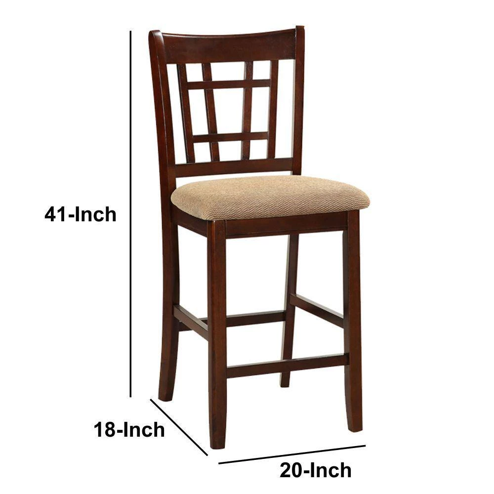 41 in. Dark Brown and Cream Wooden Counter Height Chair (Set of 2) by Benjara 7 41 in. Dark Brown and Cream Wooden Counter Height Chair (Set of 2) by Benjara - Image 7