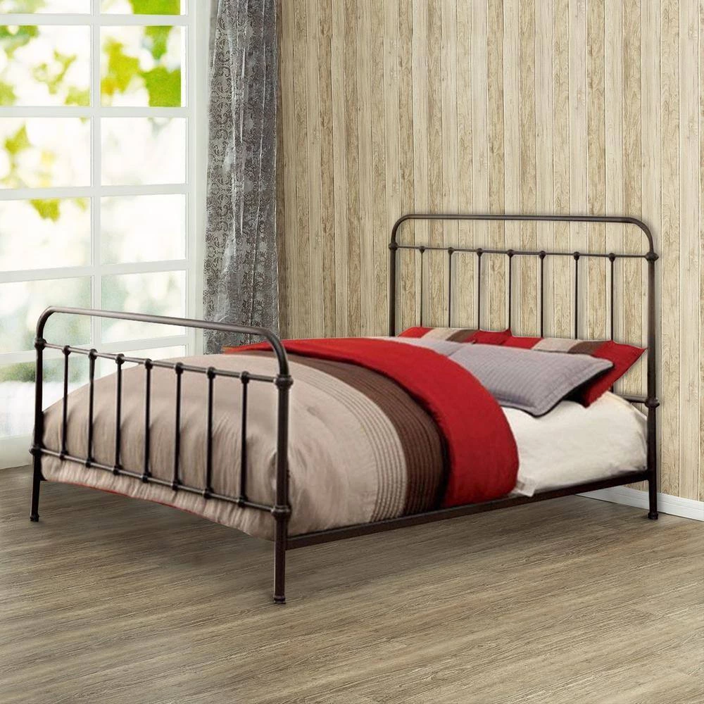 Bronze Metal Queen Size Platform Bed with Headboard and Footboard by Benjara 7 Bronze Metal Queen Size Platform Bed with Headboard and Footboard by Benjara - Image 7