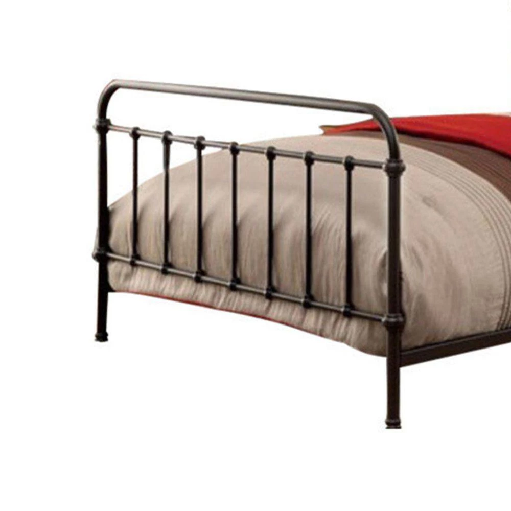 Bronze Metal Queen Size Platform Bed with Headboard and Footboard by Benjara 3 Bronze Metal Queen Size Platform Bed with Headboard and Footboard by Benjara - Image 3